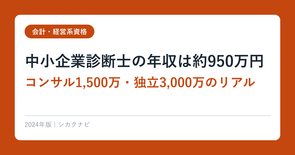 中小企業診断士の年収は約950万円【2024年最新】コンサル1,500万・独立3,000万のリアル