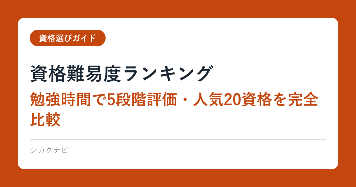資格難易度ランキング2026【勉強時間で5段階評価・人気20資格を完全比較】